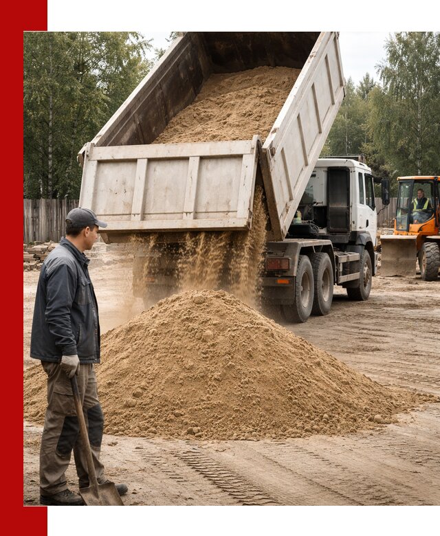 Доставка и продажа песка с разгрузкой в Кольчугине