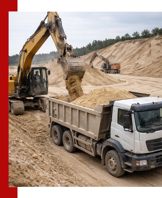 Доставка карьерного песка с самосвалами и разгрузкой в Кольчугине