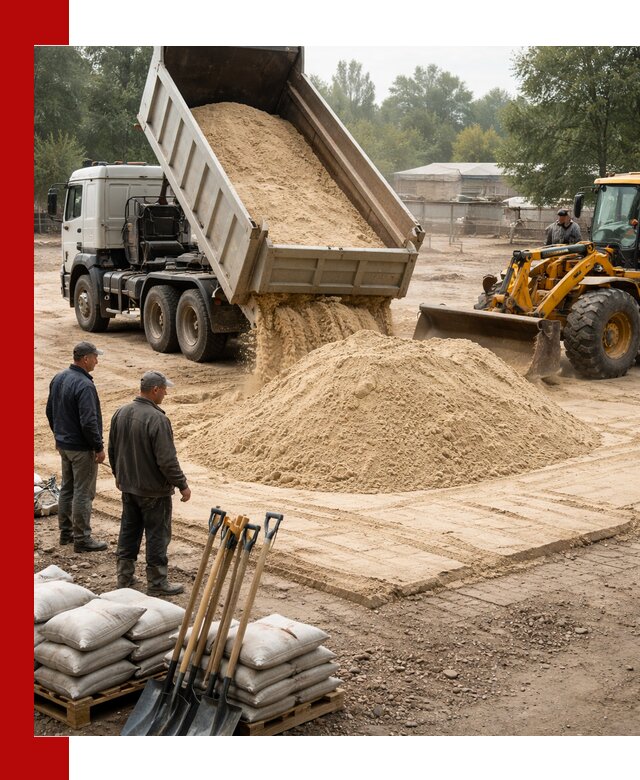 Доставка мытого песка в Кольчугине с самосвалами по выгодной цене