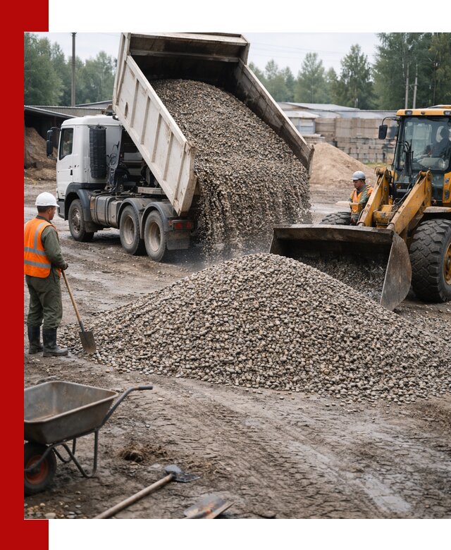 Мытый гравий с доставкой в Кольчугине от карьера до участка