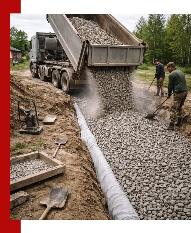 Гравий для дренажа с доставкой в Кольчугине качественный и недорогой