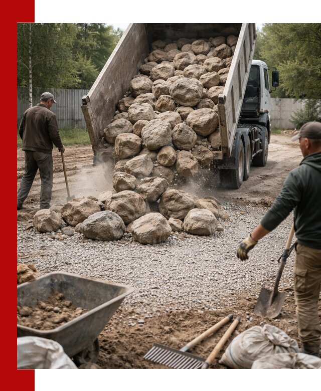 Доставка и укладка булыжника в Кольчугине