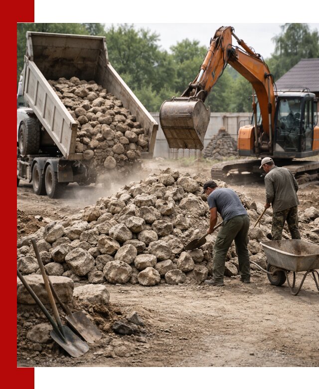 Доставка и разгрузка бутового камня в Кольчугине