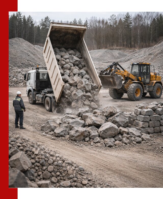 Доставка и продажа бутового гранитного камня в Кольчугине