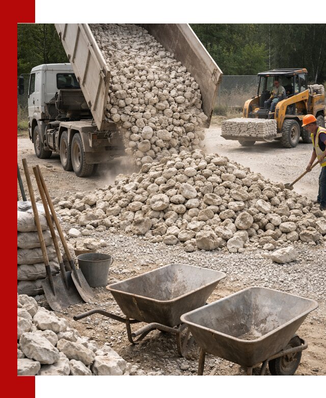 Доставка и продажа бутового известнякового камня в Кольчугине