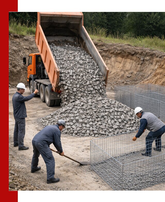 Камень для габионов с доставкой в Кольчугине быстро и надёжно