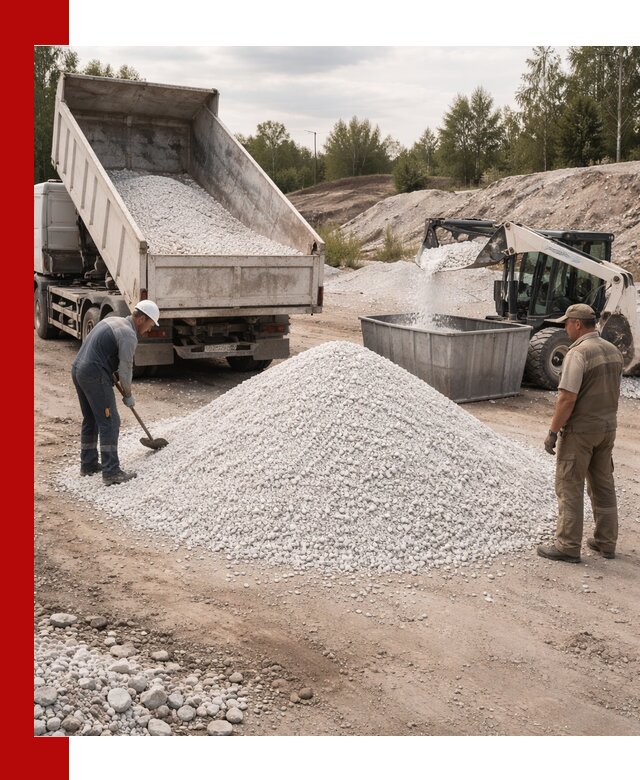 Доставка и продажа белой мраморной крошки в Кольчугине