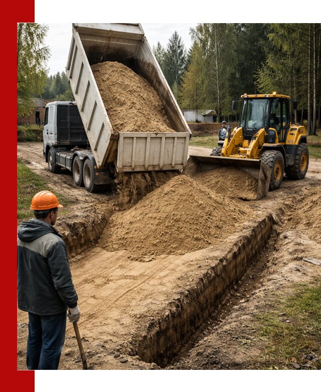 Доставка песчаного грунта в Кольчугине для строительных работ
