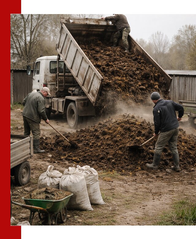 Доставка коровьего навоза самосвалом в Кольчугине