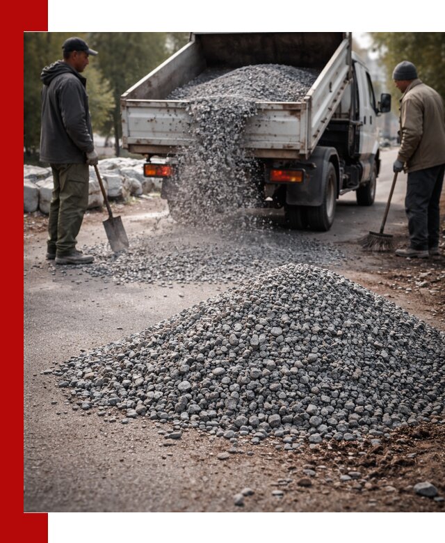 Гранитная крошка для посыпки дорог и тротуаров в Кольчугине