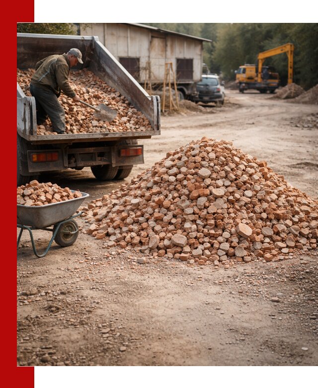 Доставка и подушка из боя кирпича с разгрузкой в Кольчугине