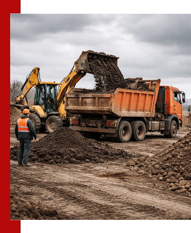 Вывоз грунта и строительного мусора в Кольчугине грузовыми самосвалами